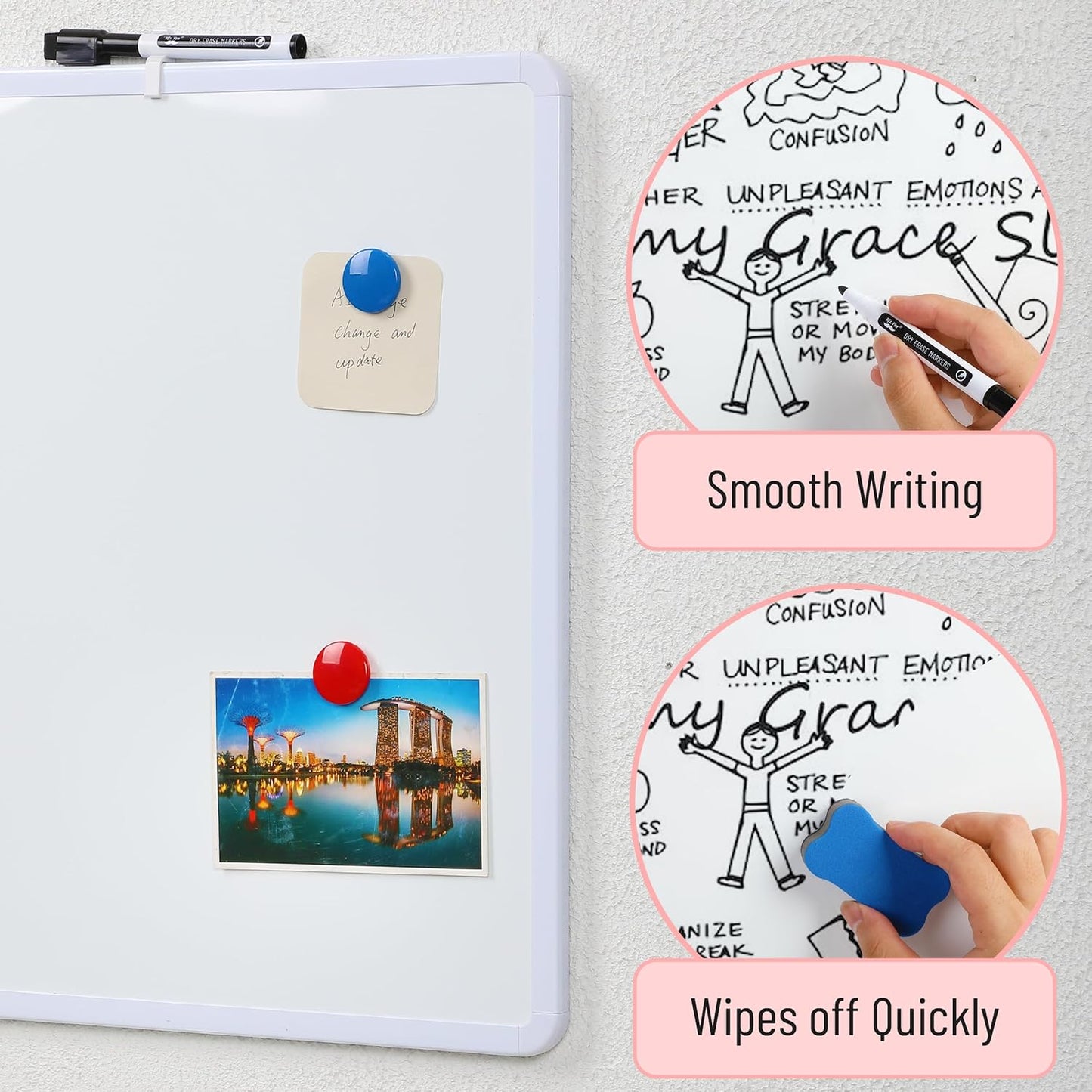 Mr. Pen- Dry Erase Board, 18” x 24” with a Black Marker, White Frame, Dry Erase Board for Wall