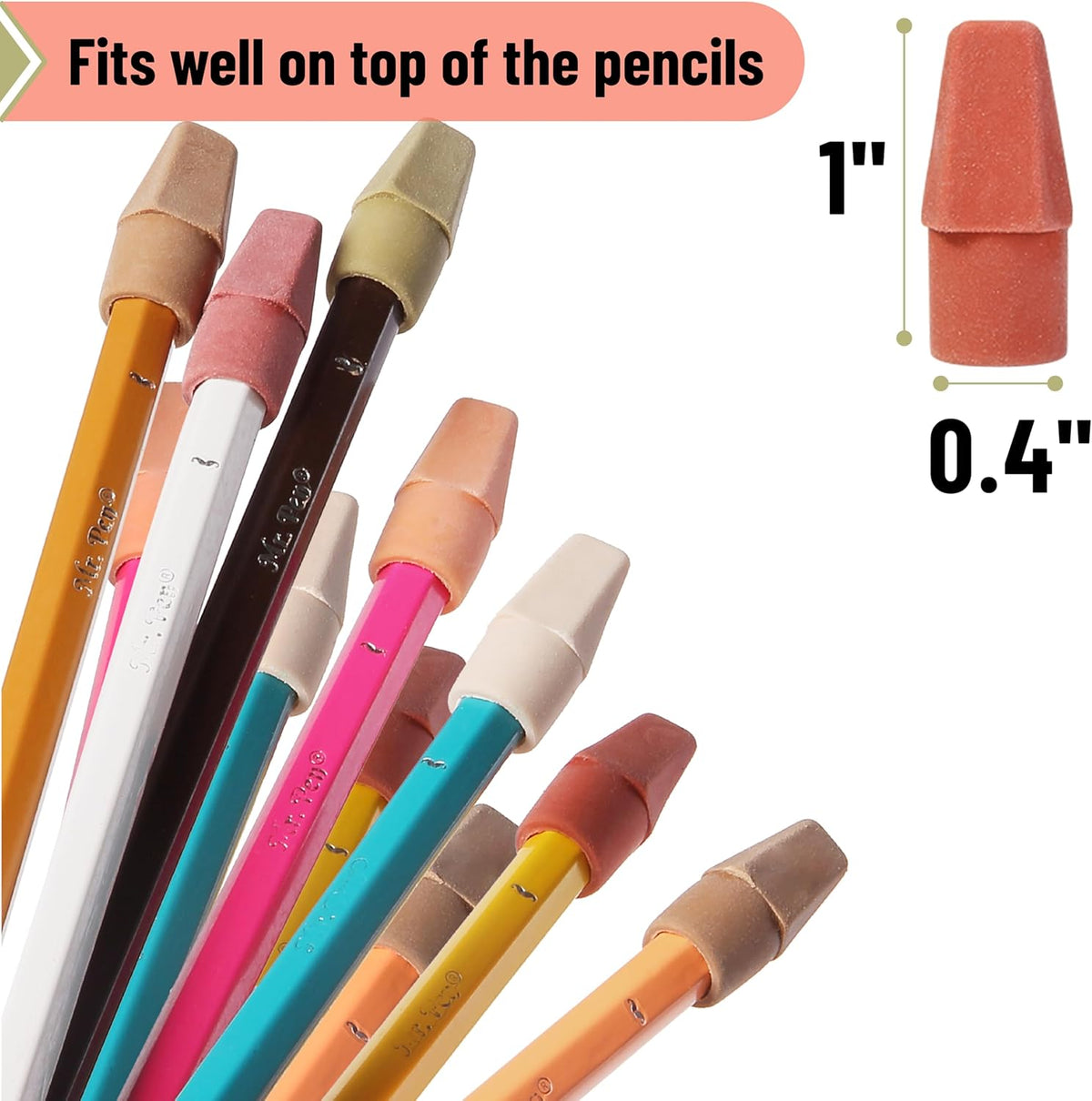 Mr. Pen- Pencil Erasers Toppers, 120 Pack, Colorful, Latex Free, No Smudge, Mr Pen Erasers for Pencils