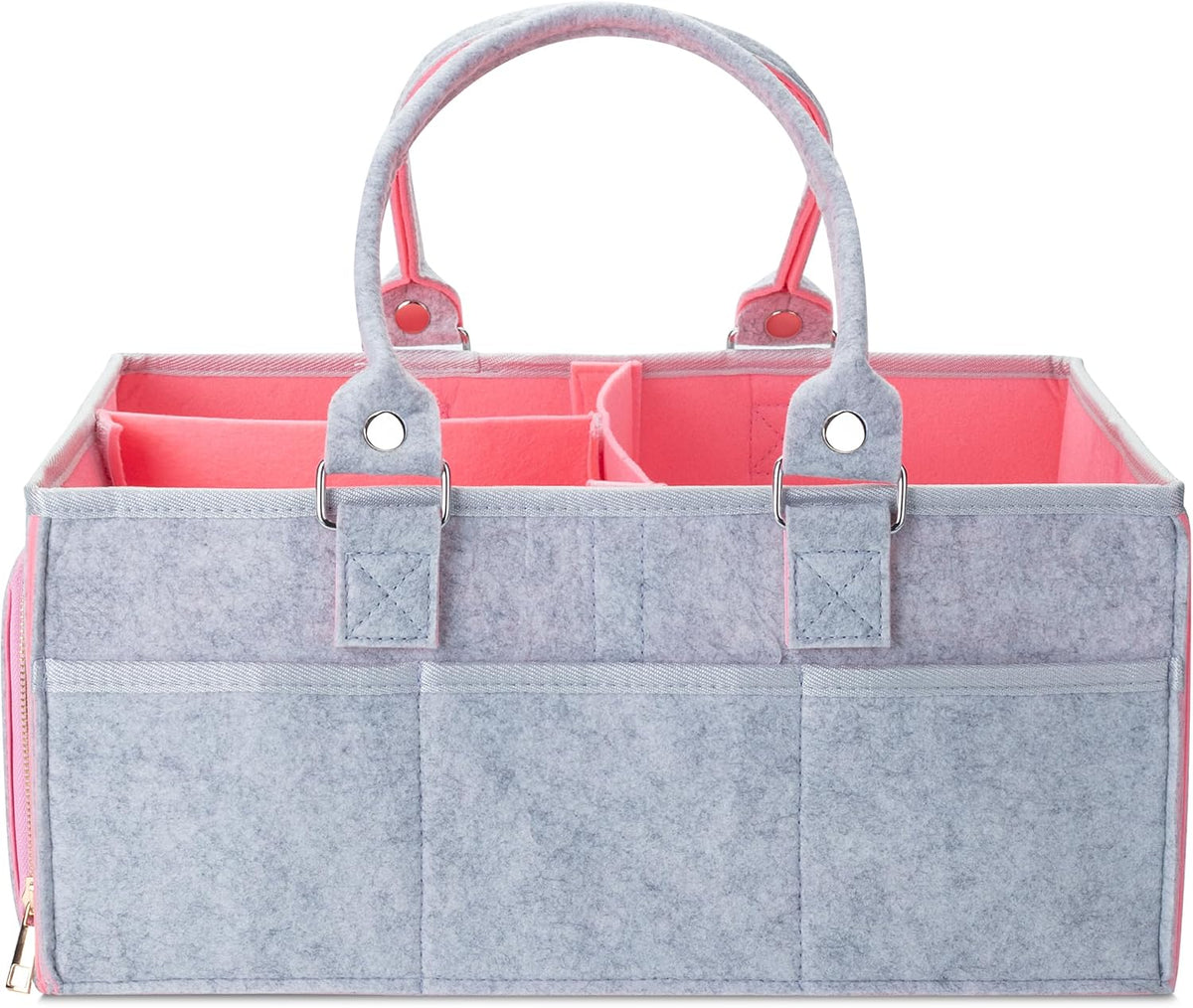 Baby Diaper Caddy Organizer, Pink Inside, Diaper Organizer, Car Diaper Caddy, Baby Caddy Organizer, Portable Diaper Caddy, Diaper Organizer for Changing Table, Baby Organizer for Nursery
