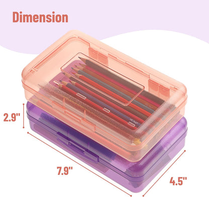 Mr. Pen- Pencil Box, 2 Pack, Purple & Orange, Plastic Pencil Box Case, Pencil Case, Crayon Box