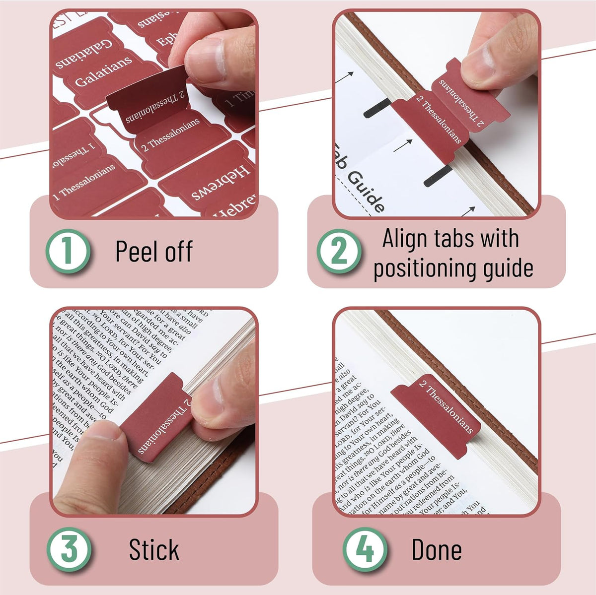 Mr. Pen- Bible Tabs, 75 pcs, Mahogany, Laminated Bible Tabs for Women and Men