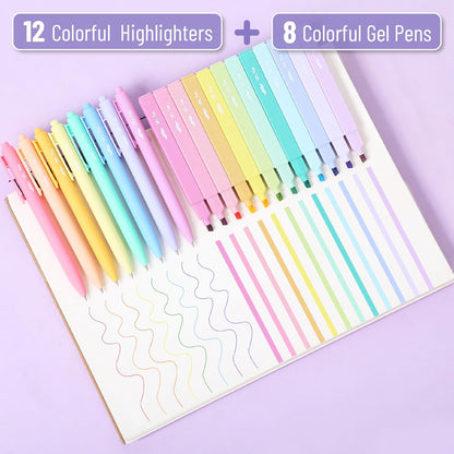 Mr. Pen- Aesthetic Highlighters and Gel Pens, 20 Pack, Colorful Bible Highlighters No Bleed, Colorful Ink Gel Pens