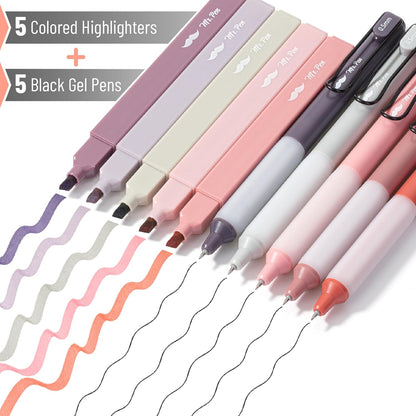 Mr. Pen- Aesthetic Highlighters and Gel Pens, 10 Pack, Cute Highlighters Assorted Colors