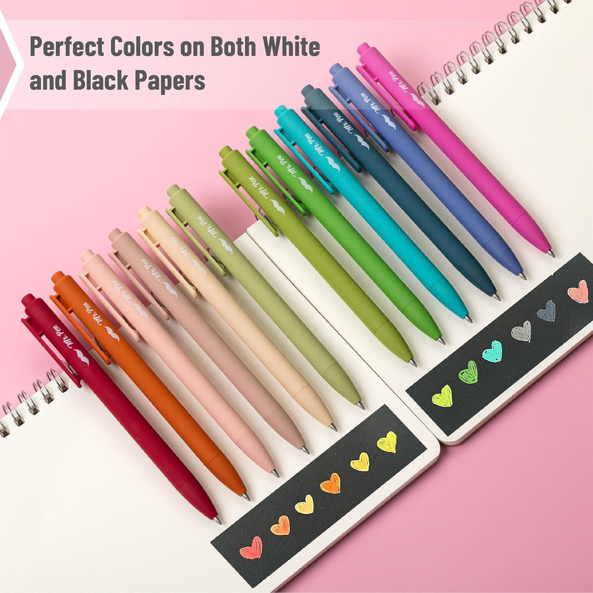 Cute Retractable Gel Pens, 12 Pack, Colored Ink, Fine Point 0.7mm – Mr. Pen