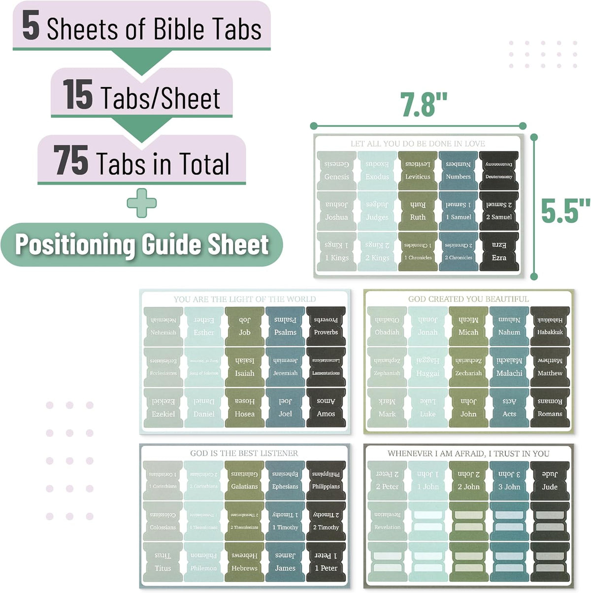 Mr. Pen- Bible Tabs, 75 Tabs, Frozen Lake Theme, Laminated Bible Tabs for Women and Men, Bible Tabs for Study Bible