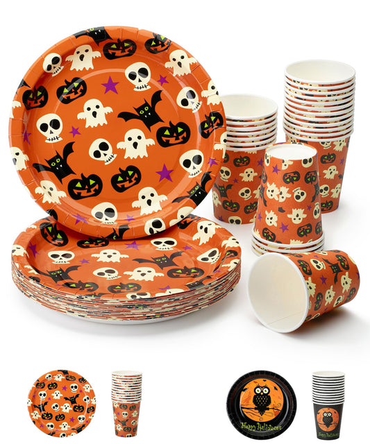 Mr. Pen- Halloween Plates and Cups Set, 48 Pcs, Halloween Cups and Plates, Halloween Party Plates and Cups, Halloween Tableware, Halloween Dessert Plates, Halloween Party Tableware