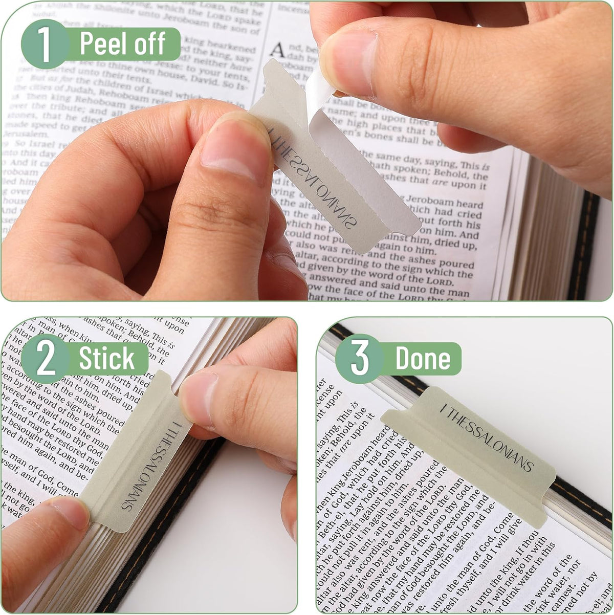 Mr. Pen- Laminated Bible Tabs, 75 pcs, Translucent Olive Green, Easy-to-Read & Apply, Tear Resistant Index Tabs for Women and Men