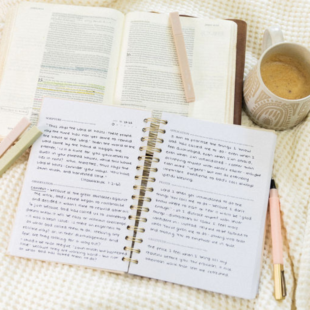 Mr. Pen- Abide Bible Study Journal – A5 Hardcover Journal with 240 Pages, 120gsm Paper, Gold Metal Spiral, Christian Gift for Women, SOAP Bible Study Method