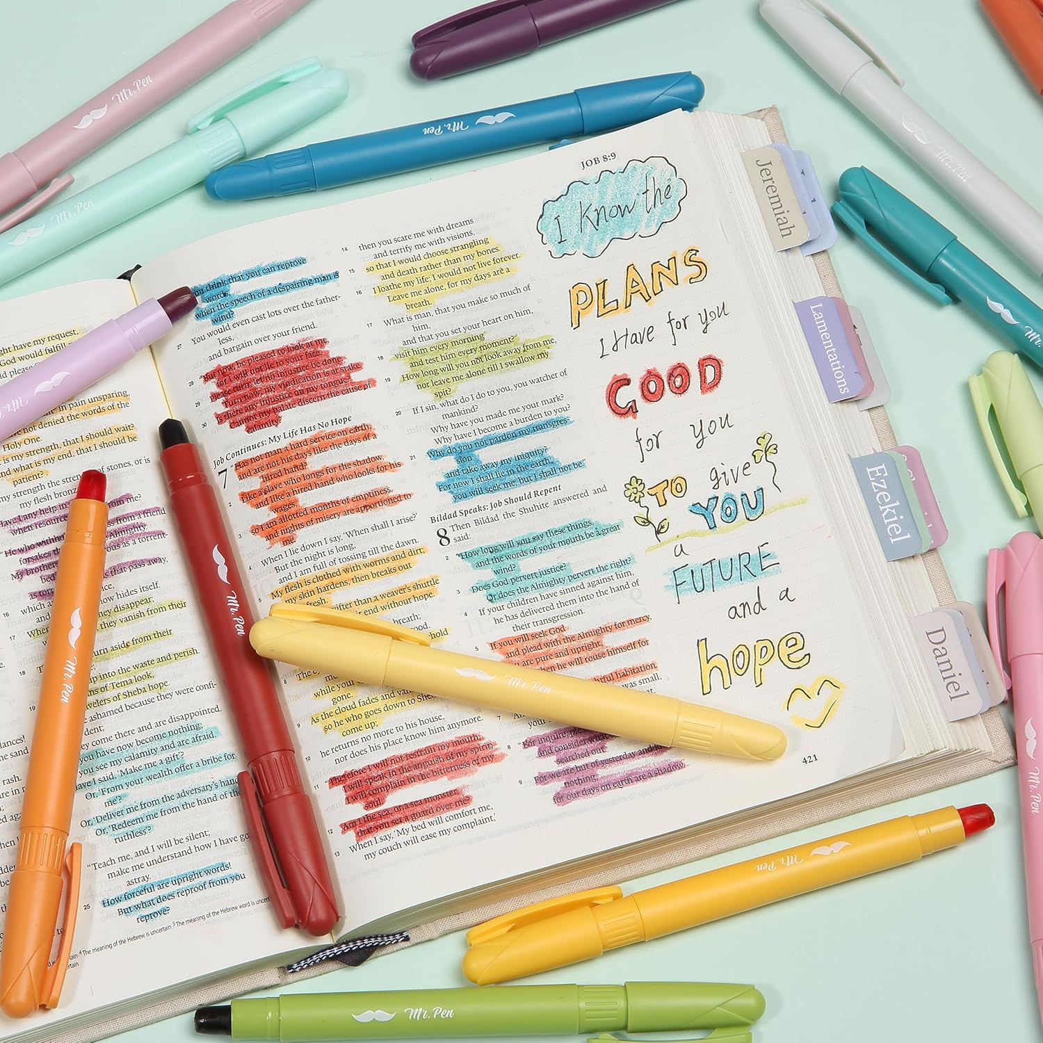 Customizable Bible Gel Highlighters, 16 Pack, Pastel No-Bleed Colors, Twist-Up, Sharpenable Tip