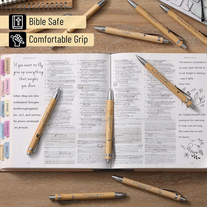 Mr. Pen- Bible Verse Pens, 50 Pack, Retractable Bamboo Pen, Black Ink, Christian Pens for Women Men