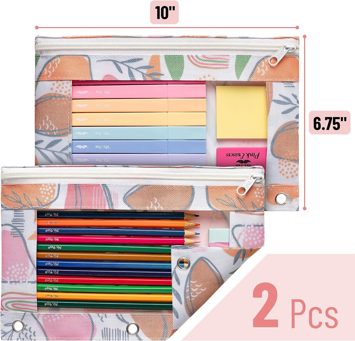 Pencil Pouch, 2Pack, Pencil Pouches, Pencil Pouch for 3 Ring Binder Pencil Pouch, Pencil Cases, Pencil Case for Binder Pouch, Zipper Pencil Pouch, 3 Ring Binder Pouch, Pencil Bags with Zipper