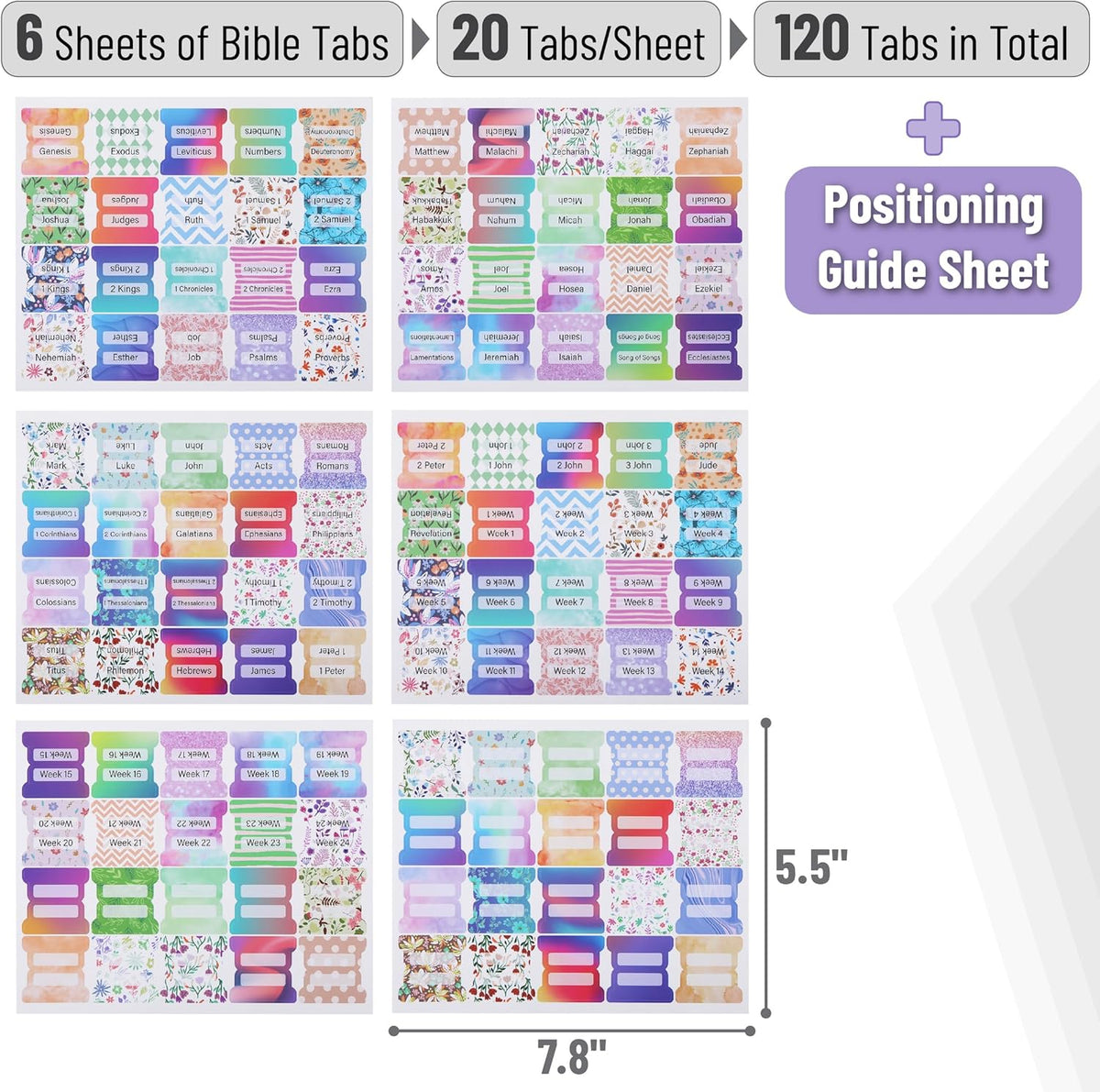 Mr. Pen- Bible Tabs, 120 pcs, Colorful, Laminated Bible Tabs for Women and Men