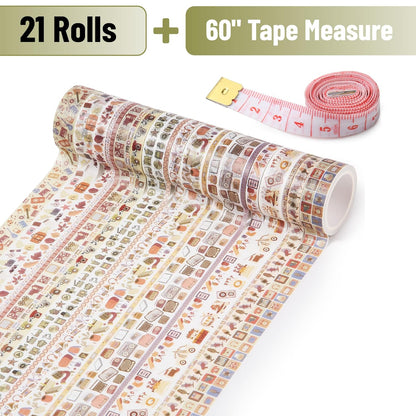 Nostalgic Washi Tape Set, 21 Rolls, Retro Icons, Assorted Widths