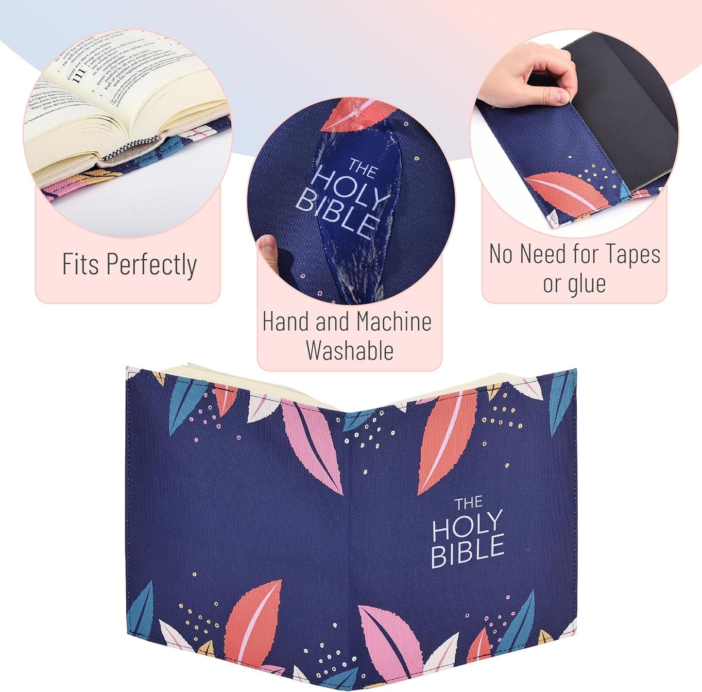 Bible Book Cover, 8" x 6.3", Bible Sleeve Cover, Book Covers for Bibles, Book Covers for Paperback Book Covers for Hardcover, Book Covers for Soft Cover Books