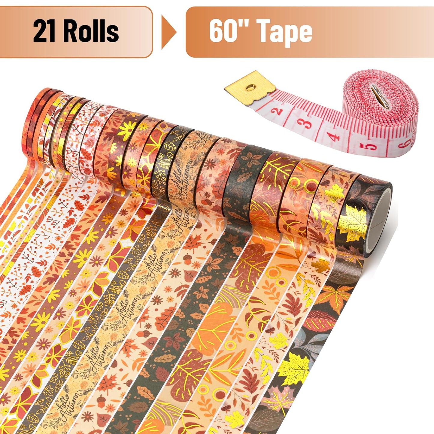 Mr. Pen- Washi Tape Set, 21 Rolls, Autumn Leaves, Decorative Tape, Washi Tapes