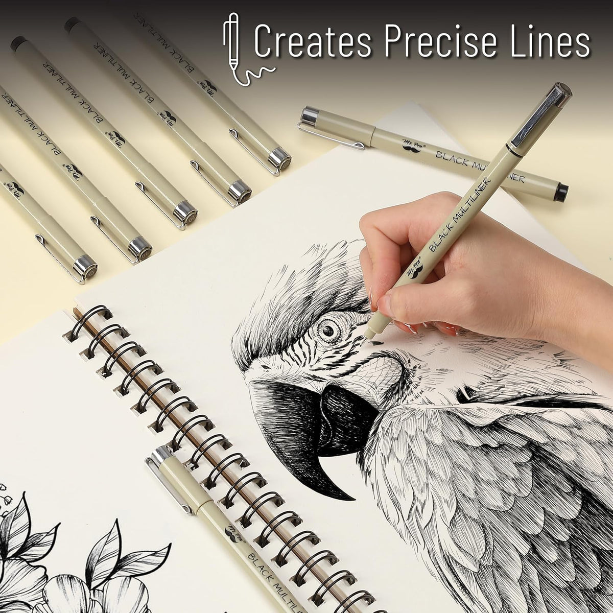 Mr. Pen- Drawing Pens for Artists, 0.5mm, 12 Pack, Black Artist pens, Micro Pens for Drawing, Ink Pens for Drawing