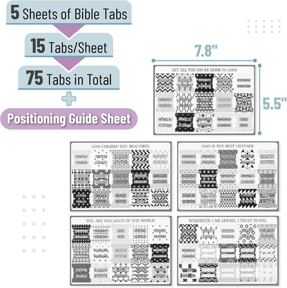 Mr. Pen- Bible Tabs, 75 Tabs, Black & White Enigma, Laminated Bible Tabs for Women and Men, Bible Tabs for Study Bible