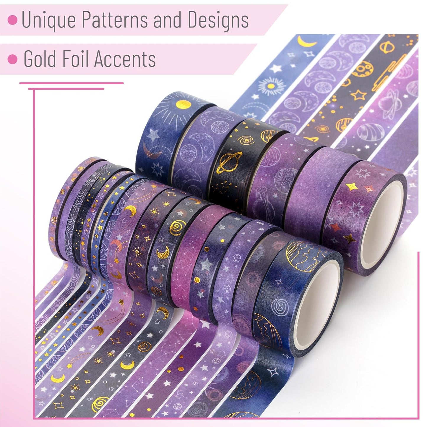 Mr. Pen- Washi Tape Set, 21 Rolls, Outer Space Design, Decorative Tape with Measure Tape