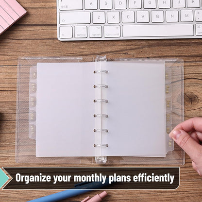 Monthly Dividers for Planner, 12 tab dividers, A6 Binder Dividers with Tabs 12 Months, 6 Ring Binder Tabs dividers, A6 Binder Inserts, A6 Planner Inserts, Monthly Tabs