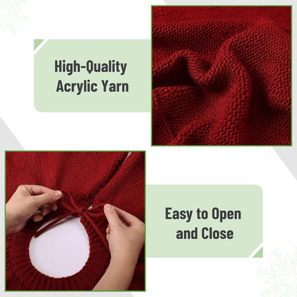 Mr. Pen- Christmas Tree Skirt, 36", Red Knitted Christmas Skirt Tree, Xmas Tree Skirt