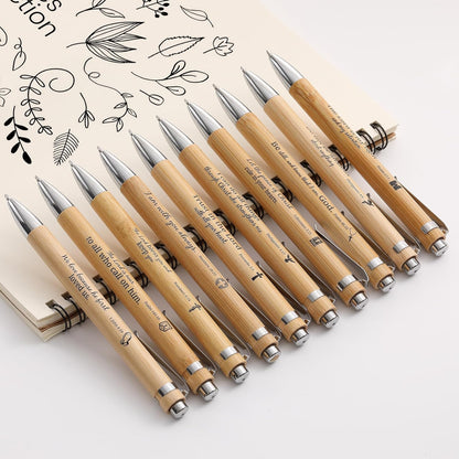 Mr. Pen- Bible Verse Pens, 50 Pack, Retractable Bamboo Pen, Black Ink, Christian Pens for Women Men