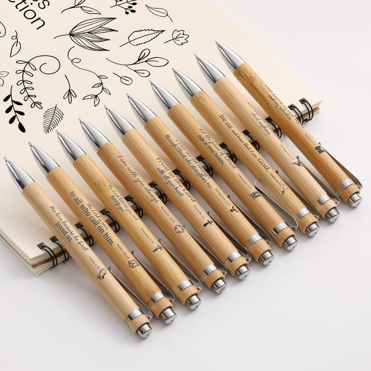 Mr. Pen- Bible Verse Pens, 30 Pack, Retractable Bamboo Pen, Black Ink, Christian Pens for Women Men, Bible Pens No Bleed Through, Ballpoint Pens Ballpoint