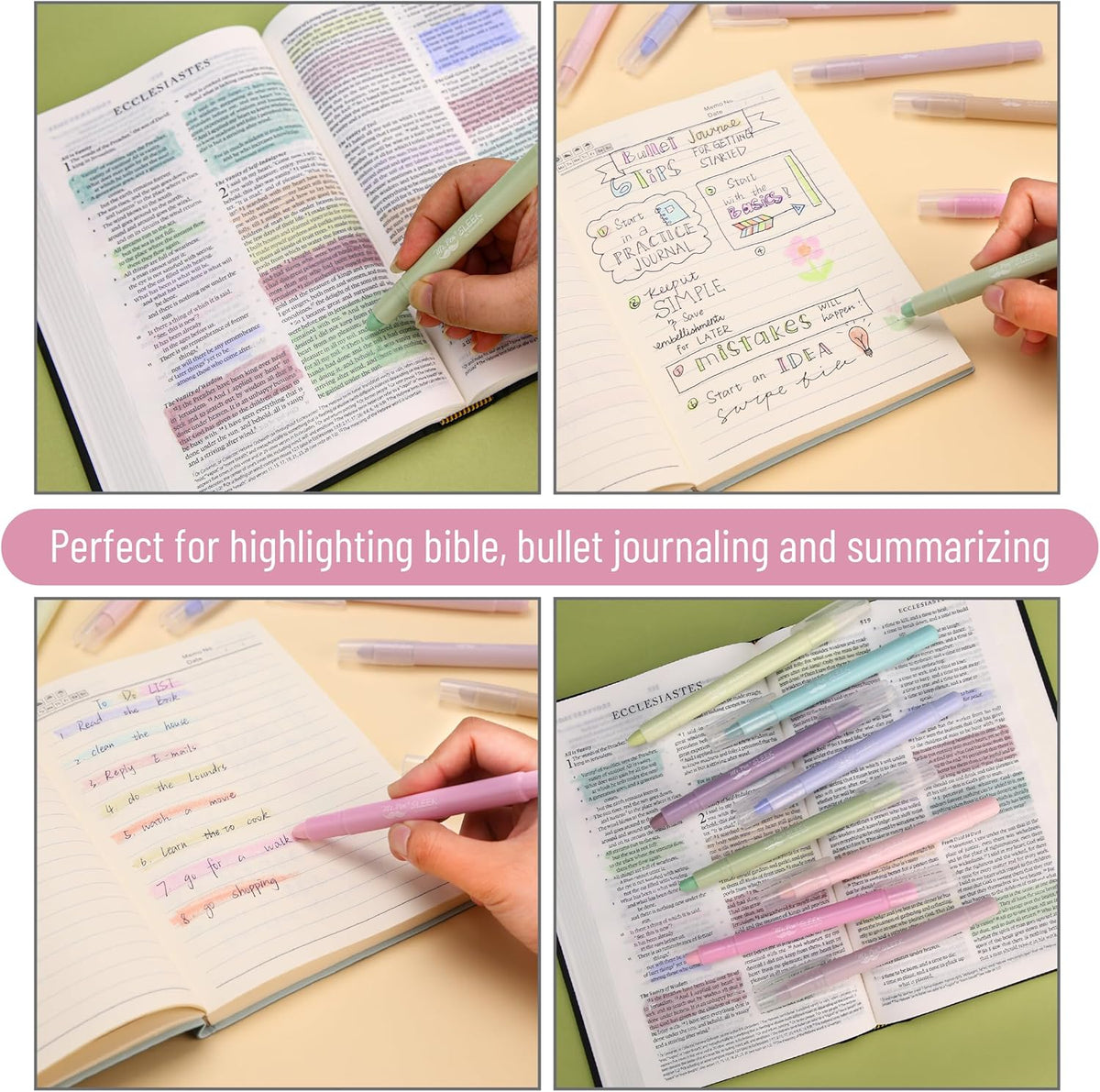 Mr. Pen- Gel Highlighter, 12 Pack, Morandi Colors, Bible Highlighters No Bleed