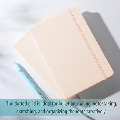 Customizable Dotted Journal Notebook, 5.7"x8.3", 160 Pages, Fabric Hardcover
