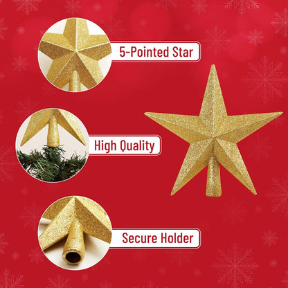 Mr. Pen- Glitter Star Tree Topper, 8-Inch, Gold Star Christmas Tree Topper Star