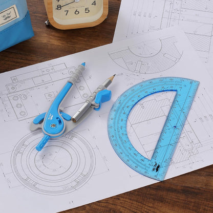 Bulk Compass and Protractor Set, 12 Sets, Colorful, Classroom
