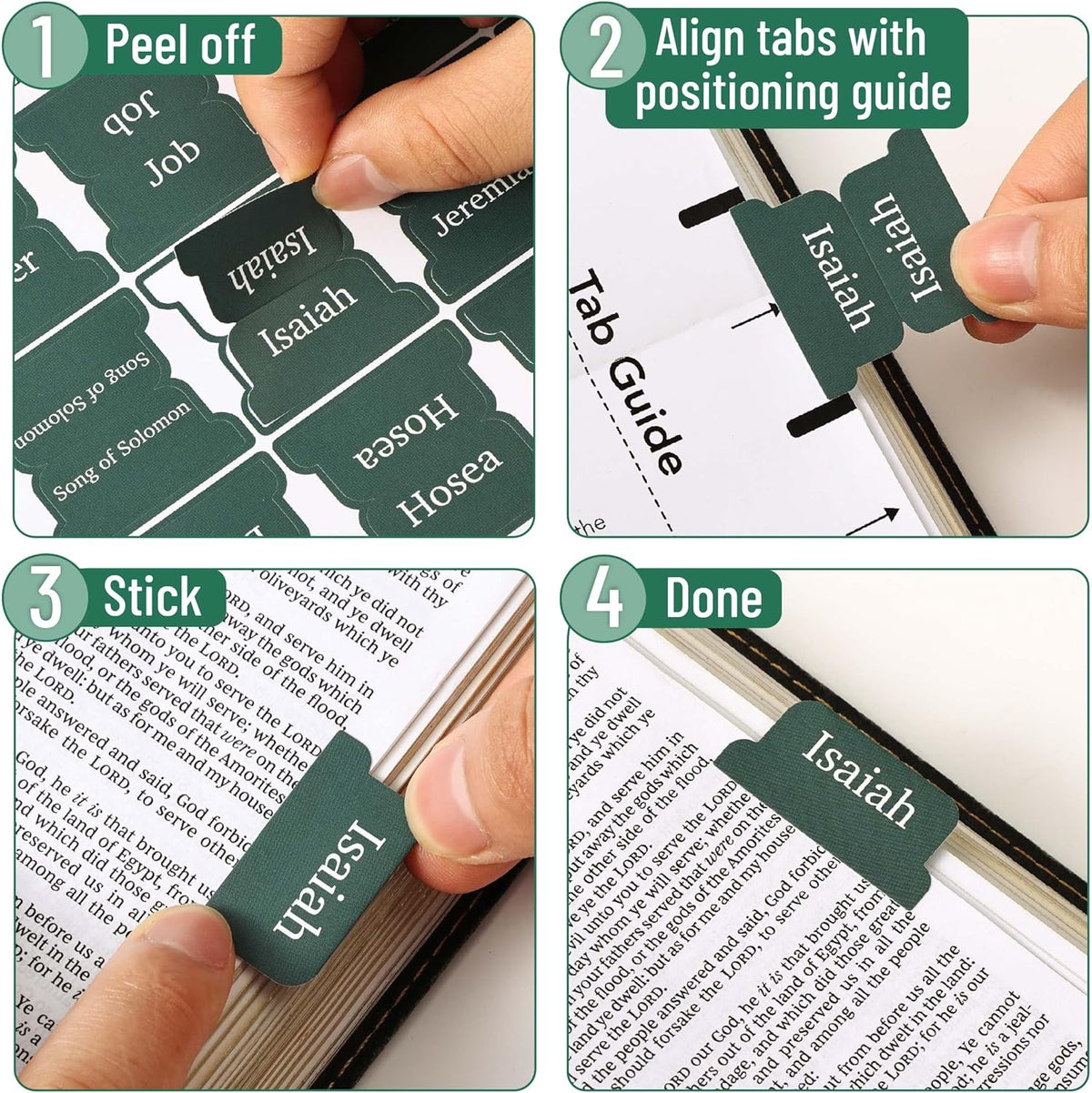 Mr. Pen- Laminated Bible Tabs, 75 pcs, Elegant Green, Easy-to-Read & Apply, Tear Resistant Index Tabs for Women and Men