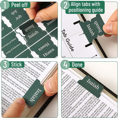 Mr. Pen- Laminated Bible Tabs, 75 pcs, Elegant Green, Easy-to-Read & Apply, Tear Resistant Index Tabs for Women and Men