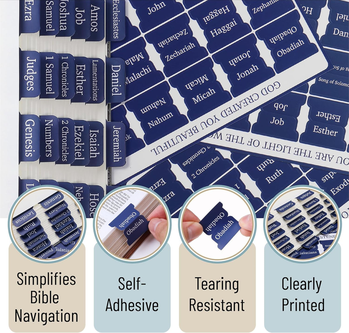 Mr. Pen- Bible Tabs, 75 Tabs, Sapphire Blue, Laminated Bible Tabs for Women and Men