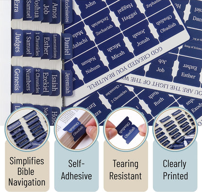 Mr. Pen- Bible Tabs, 75 Tabs, Sapphire Blue, Laminated Bible Tabs for Women and Men