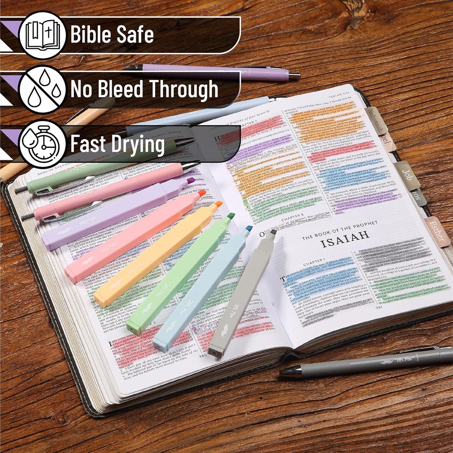 Mr. Pen- Aesthetic Highlighters and Pens No Bleed, 12 Pack, Assorted Colors Bible Highlighters No Bleed