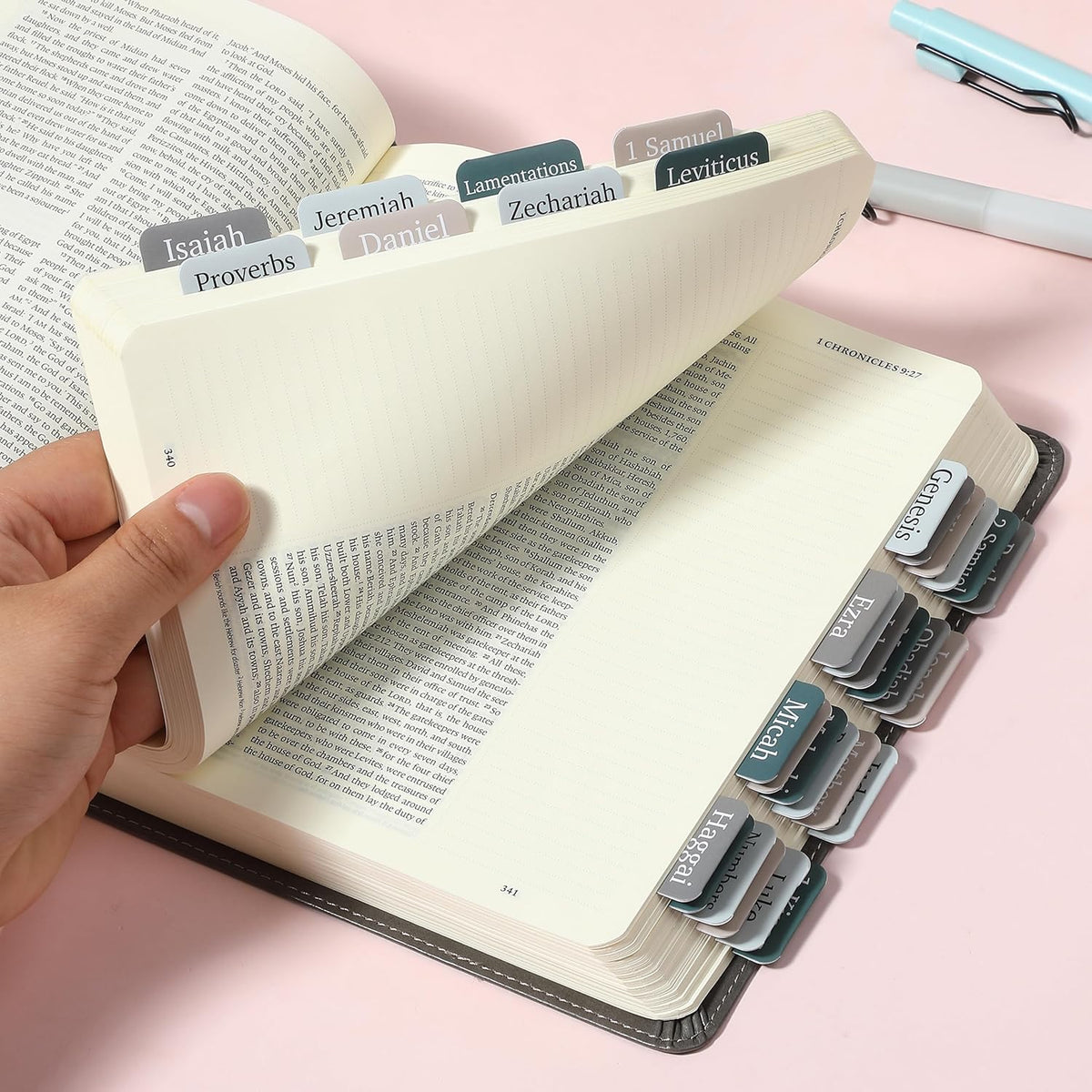 Mr. Pen- Bible Tabs, 75 Tabs, Winter Wood, Laminated Bible Tabs for Women and Men
