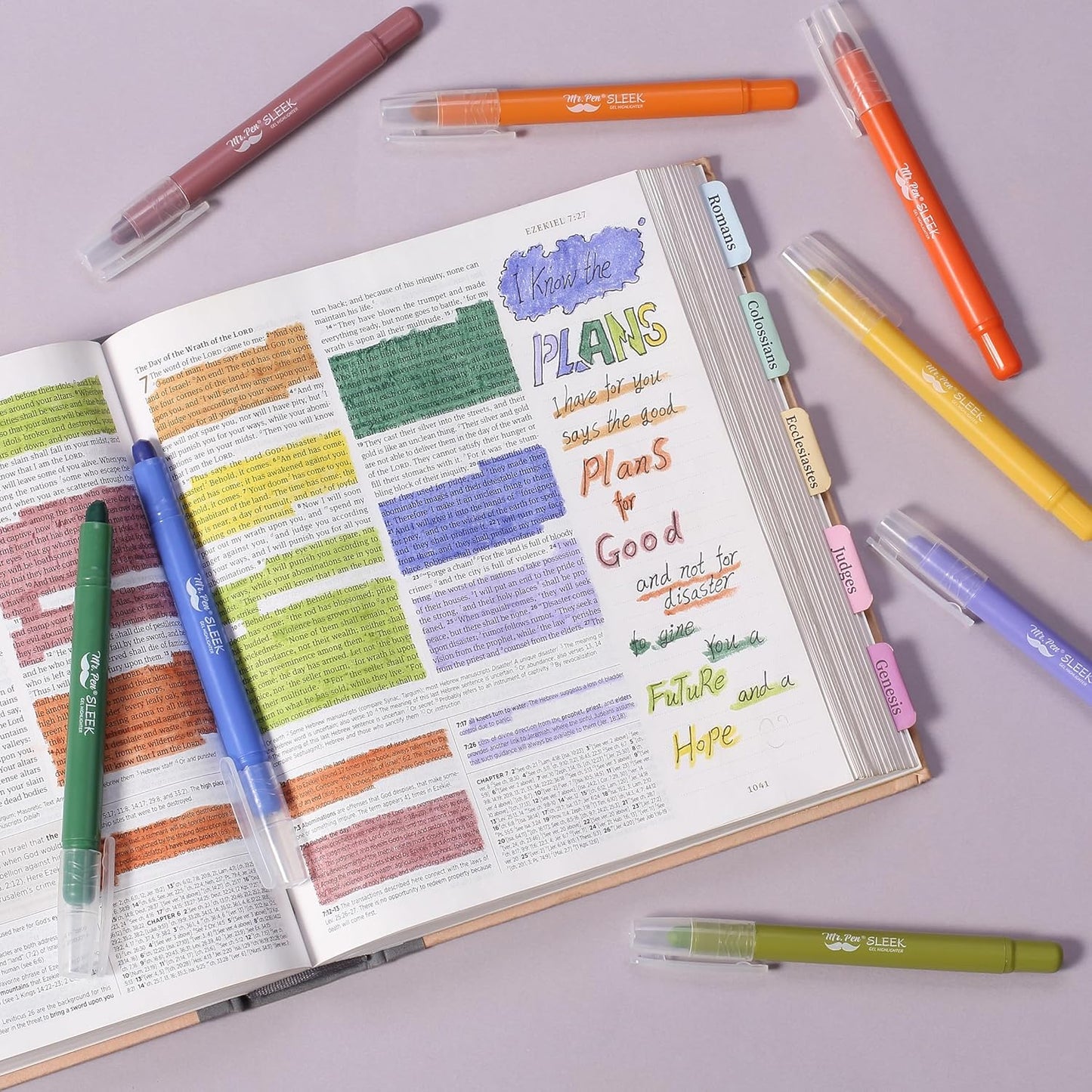 Mr. Pen- Gel Highlighter, 8 Pack, Spring Calm, Bible Highlighters No Bleed, No Bleed Highlighters