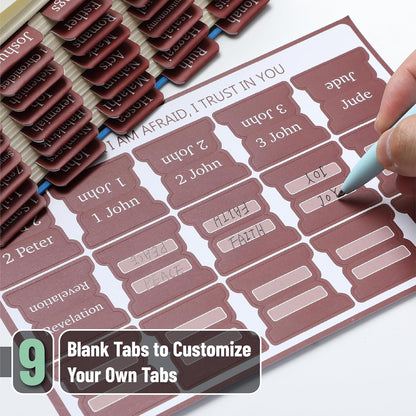 Mr. Pen- Bible Tabs, 75 pcs, Mahogany, Laminated Bible Tabs for Women and Men