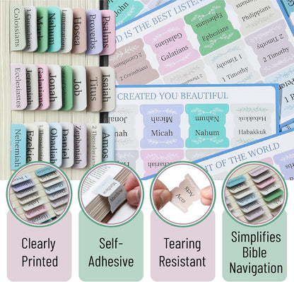 Mr. Pen- Bible Tabs, 75 pcs, Serenity Scripture, Laminated Bible Tabs for Women and Men