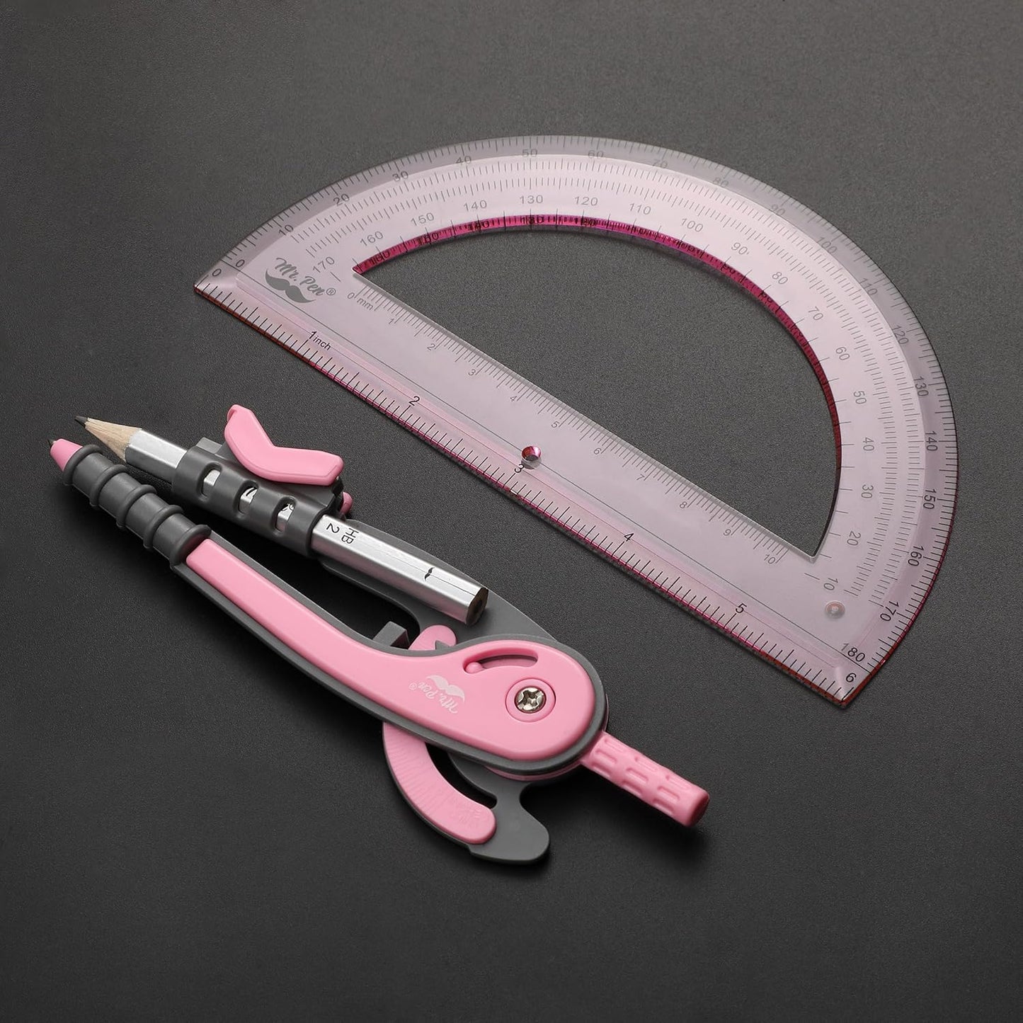 Mr. Pen- Compass and Protractor Set, Rogue Pink, Compass Geometry Tool, Protractor and Compass Set, Compass Drawing Tool