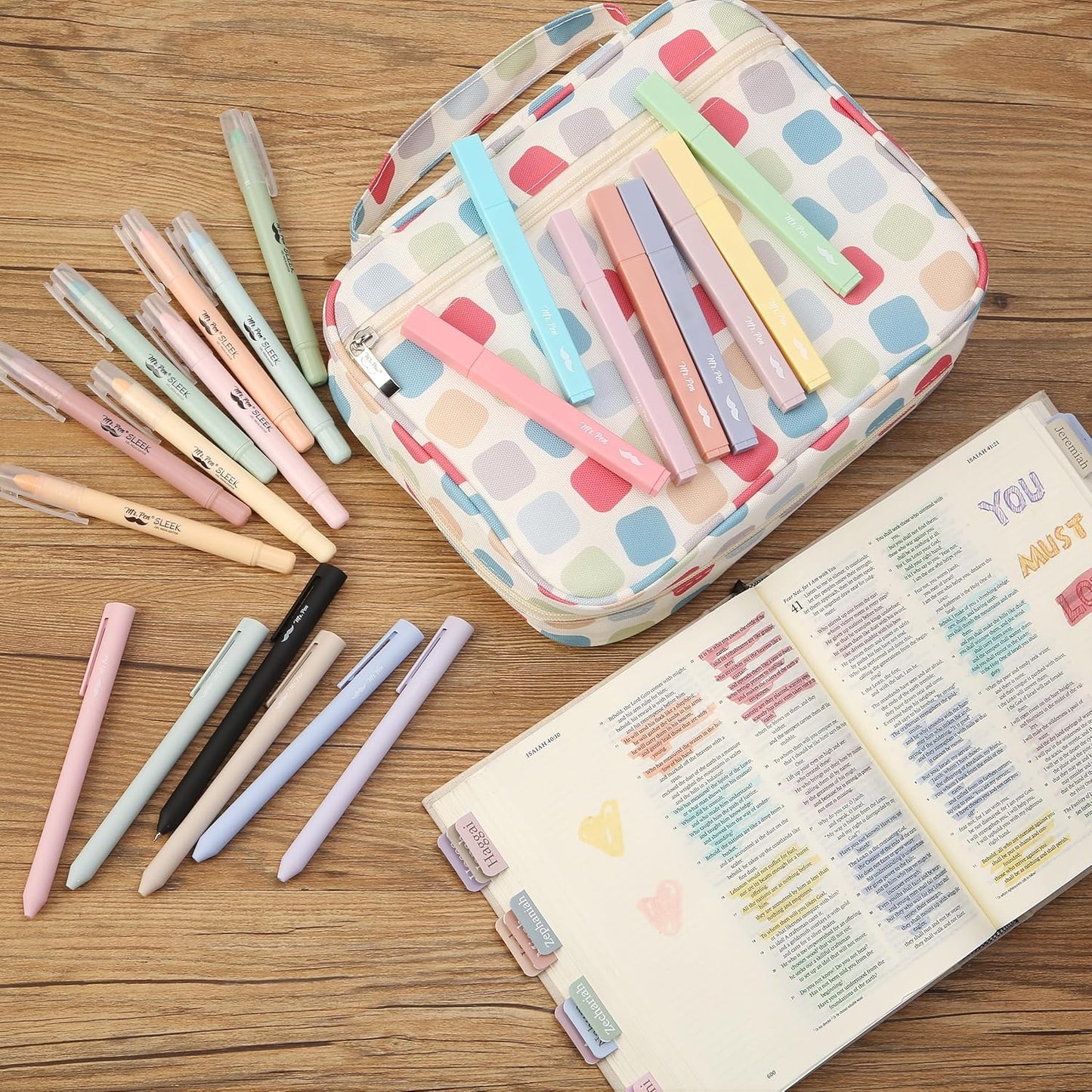 Bible Journaling Kit, Bible Case, Bible Highlighters and Pens No Bleed, Bible Study Kit, Bible Journaling Kit, Bible Study Supplies Journaling Kit, Bible Journaling Supplies