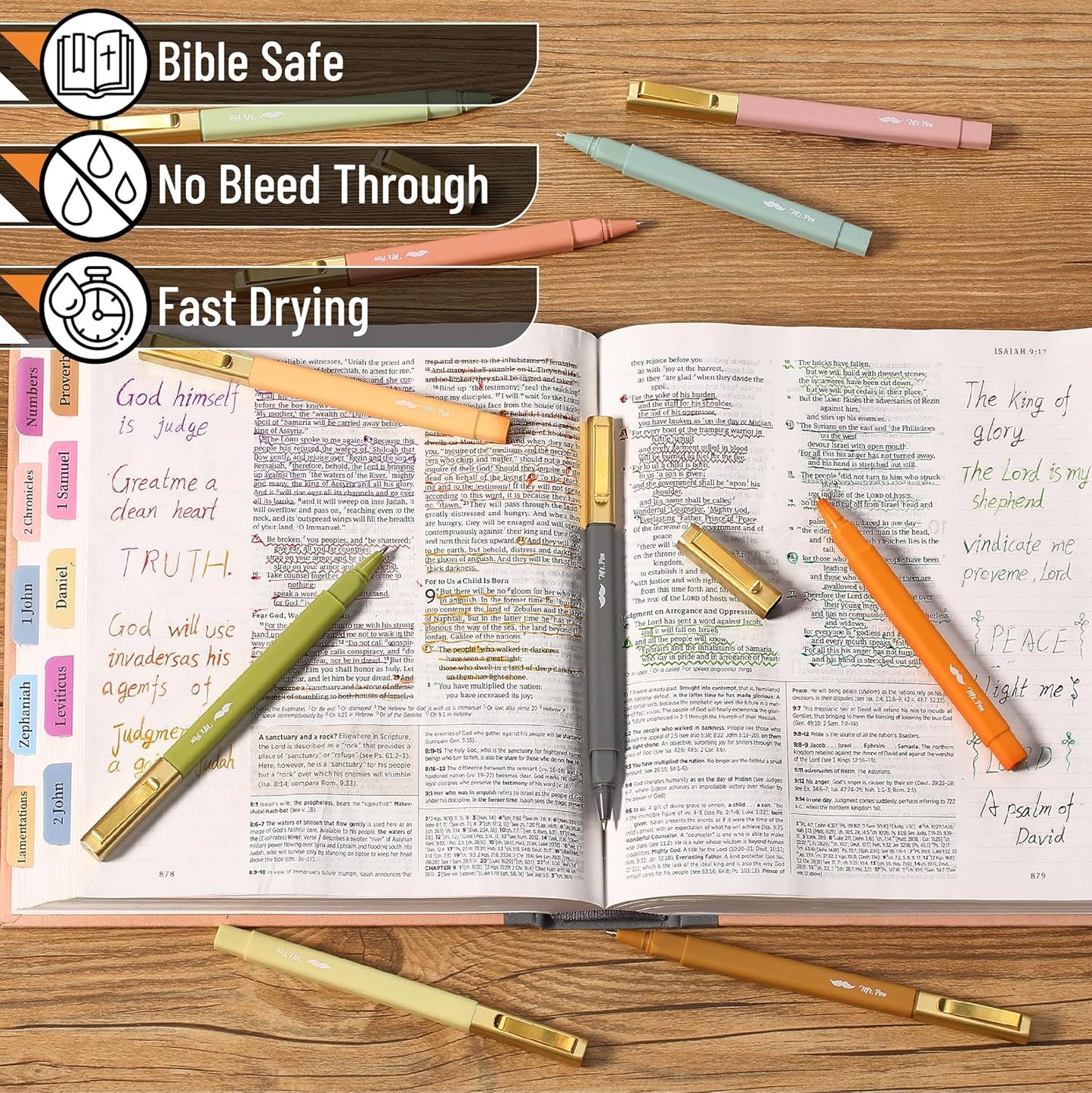 Aesthetic Pens, 10 Pack, Vibrant Colors, Fast Dry, No Smear Bible Pens No Bleed Through, 0.7mm Fine Point Pen, Ballpoint Pens Ballpoint, Fine Tip Pens for Note Taking, Pens Aesthetic