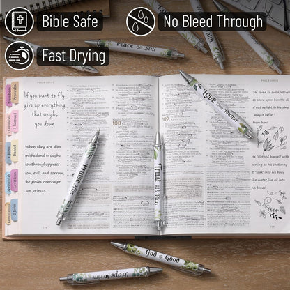 Mr. Pen- Christian Pen Set, 10 Pack, Green Elegance, Black Ink, Bible Verse Pen