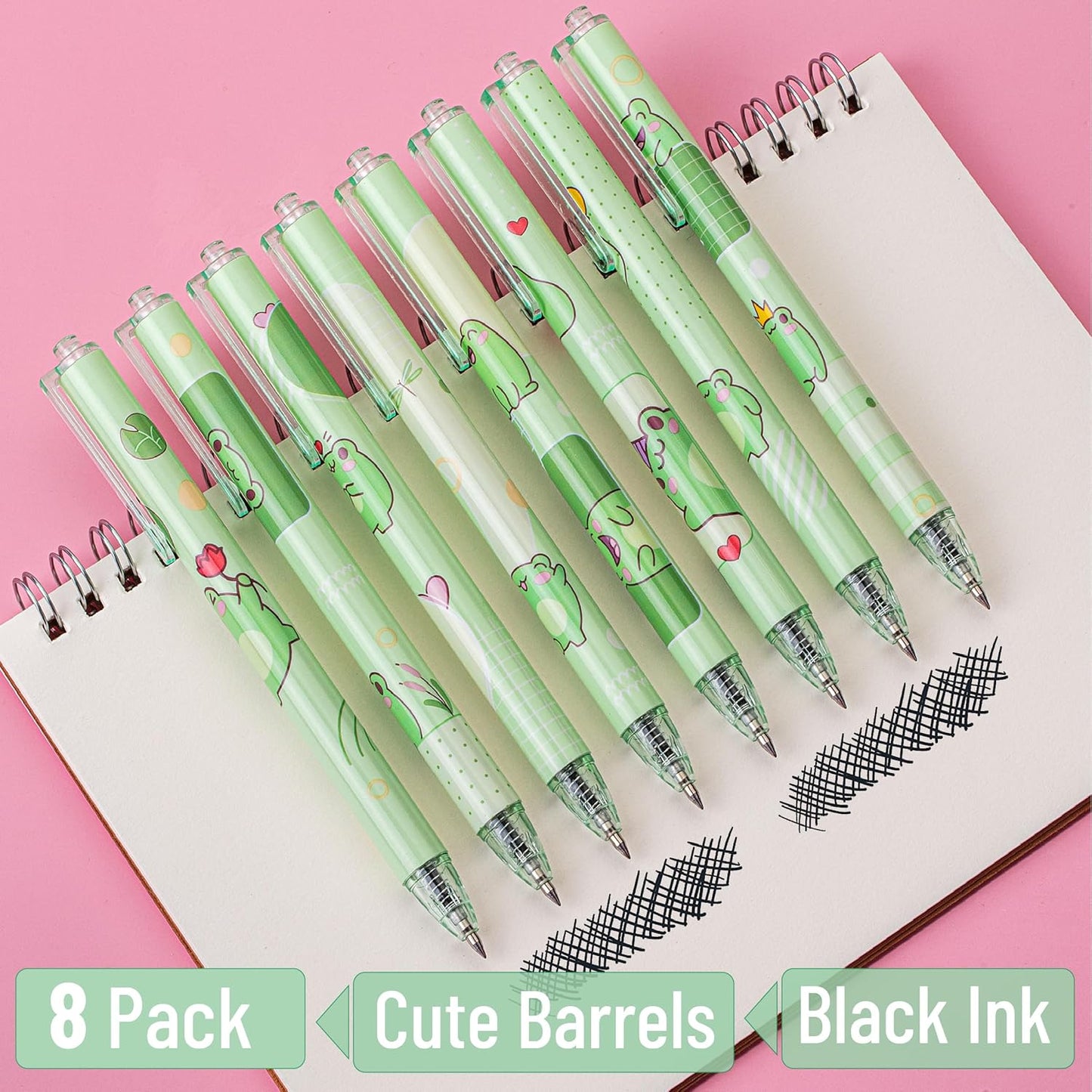 Mr. Pen- Cute Frog Gel Pens, 8Pack, Black Ink, Cute Animal Pen