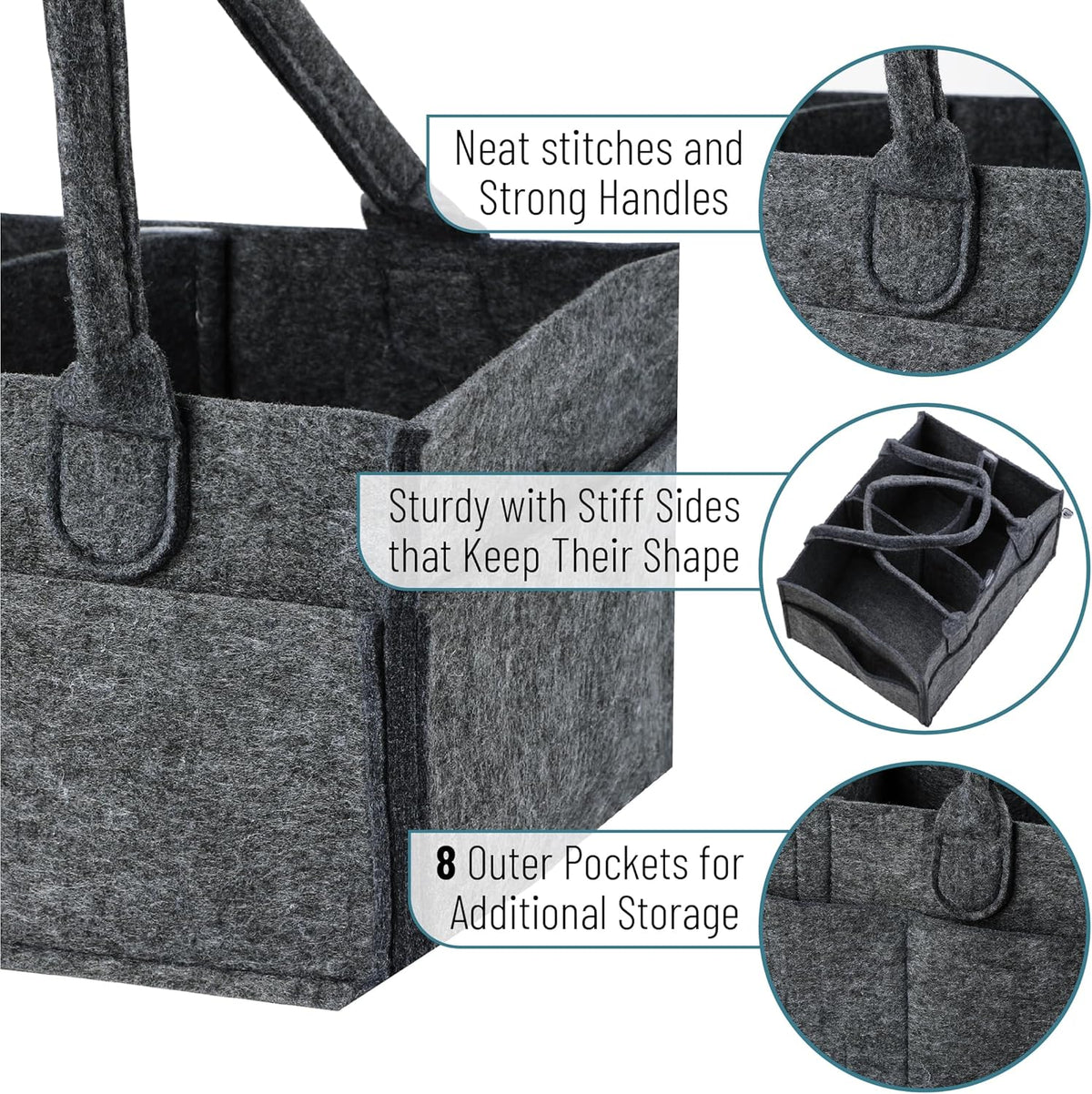 Mr. Pen- Baby Diaper Caddy Organizer, Charcoal Gray, Diaper Organizer