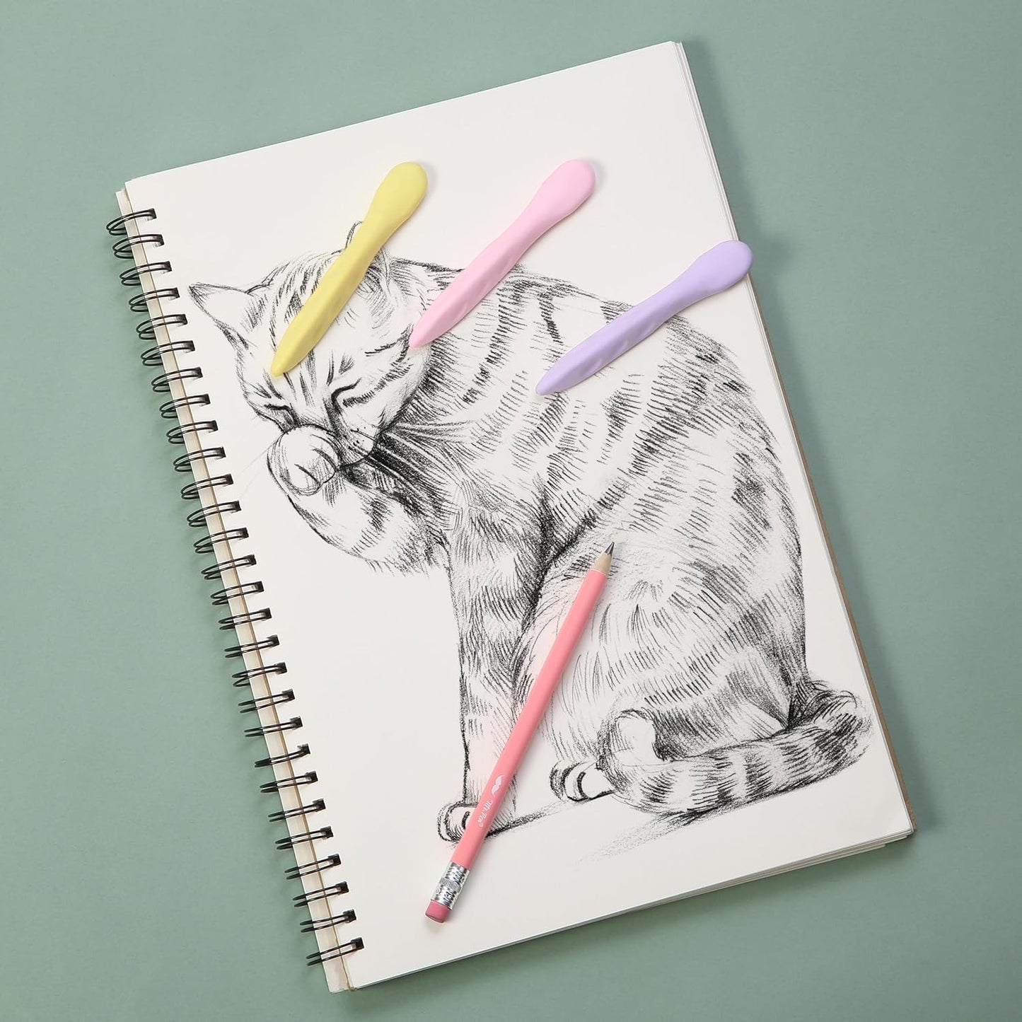 Cute Pen-Shaped Erasers for Kids, 3 Pack, Pastel Grip