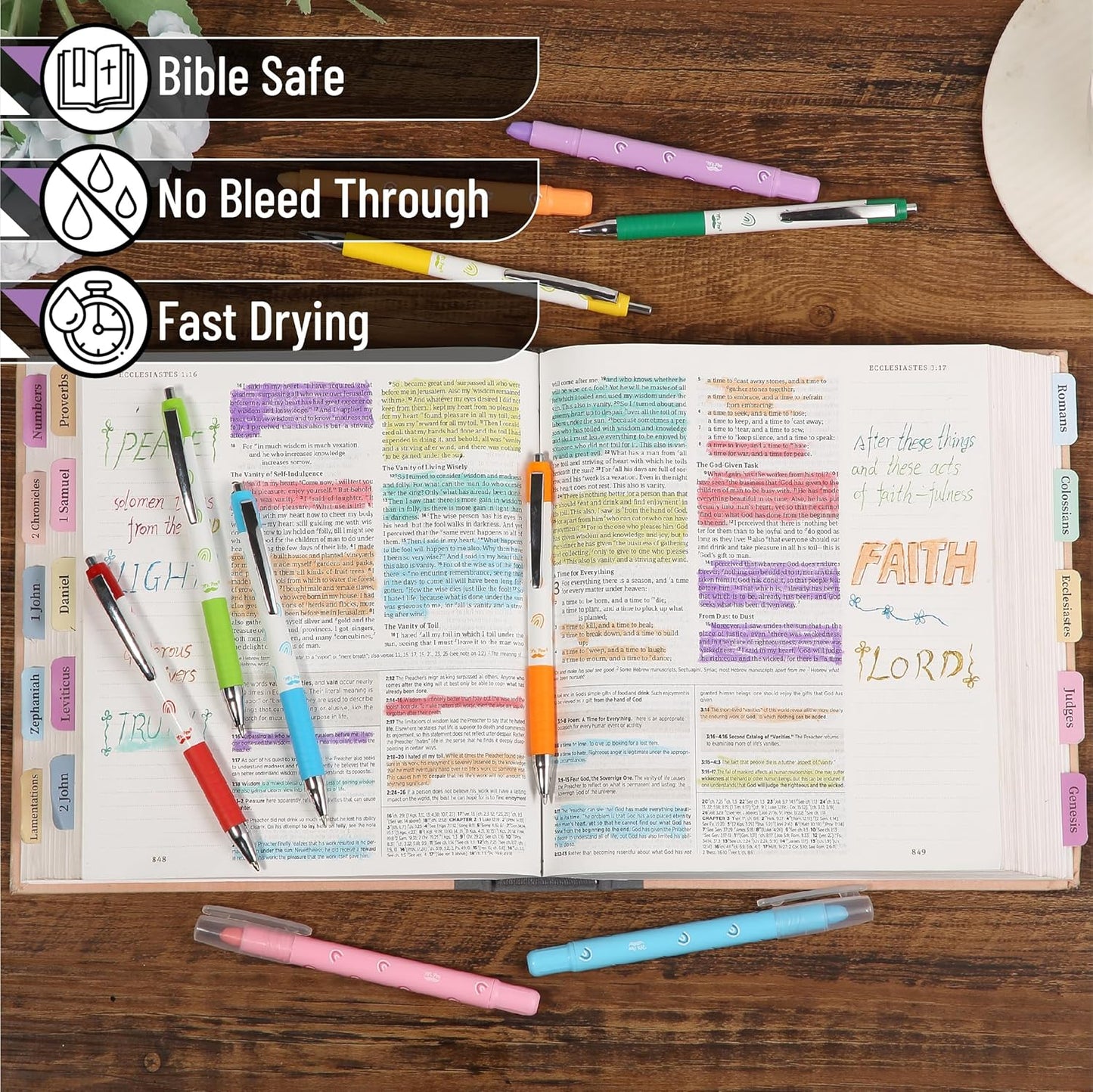 Bible Highlighters and Pens No Bleed, 12 Pack, Gel Highlighters, Bible Pens No Bleed Through, Bible Highlighter, Bible Highlighters No Bleed Highlighters for Bibles