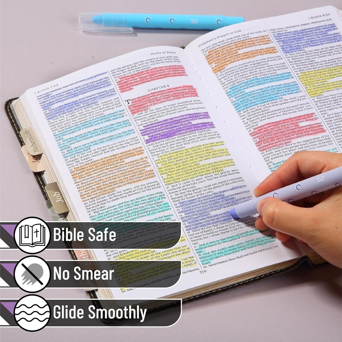 Gel Highlighter, 8 Pack, Assorted Colors, Cute Bible Highlighters No Bleed, No Bleed Highlighters, Bible Highlighter, Bible Markers, Gel Highlighters for Bibles, Highlighter