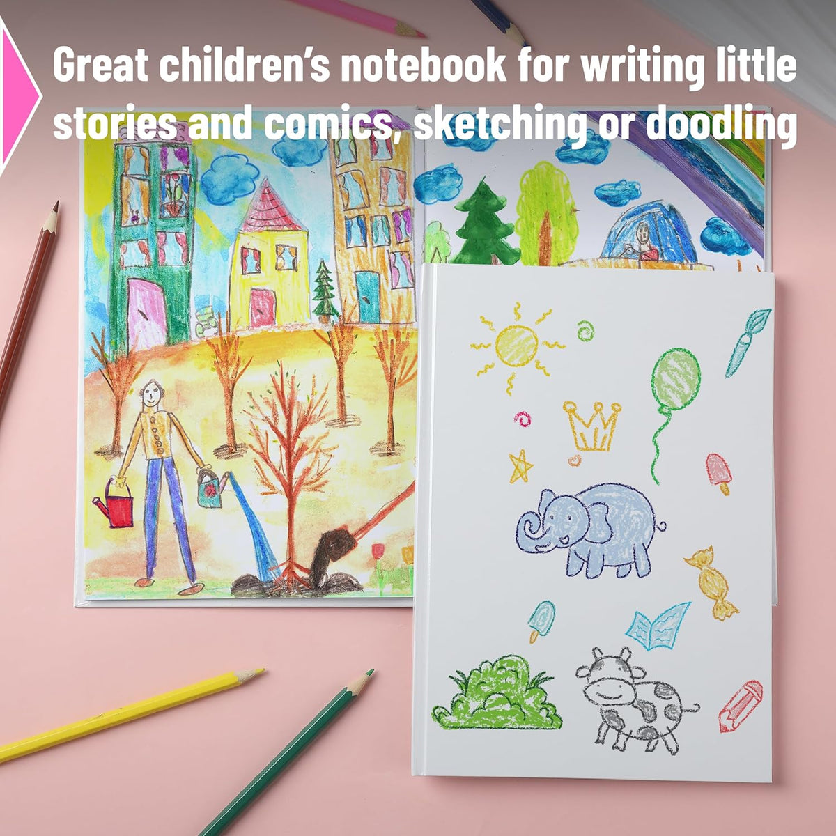 Mr. Pen- Blank Hardcover Books, 7" x 10", 40 Pages, 6 Pack, White, Blank Notebooks for Kids