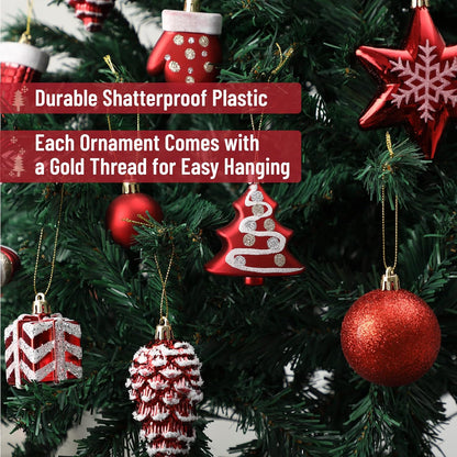 Mr. Pen- Assorted Christmas Ball Ornaments Set, 77 pcs, Red Christmas Ornaments Set, Shatterproof Christmas Ornaments